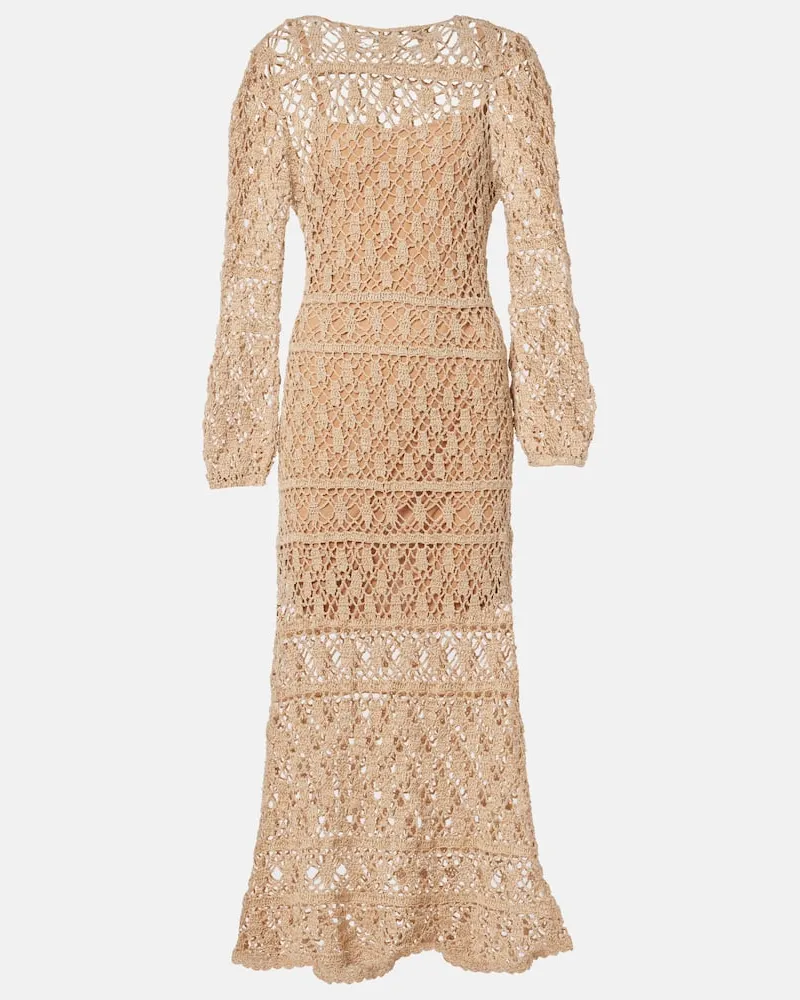 Anna Kosturova Abito lungo Bianca in crochet di cotone Viola