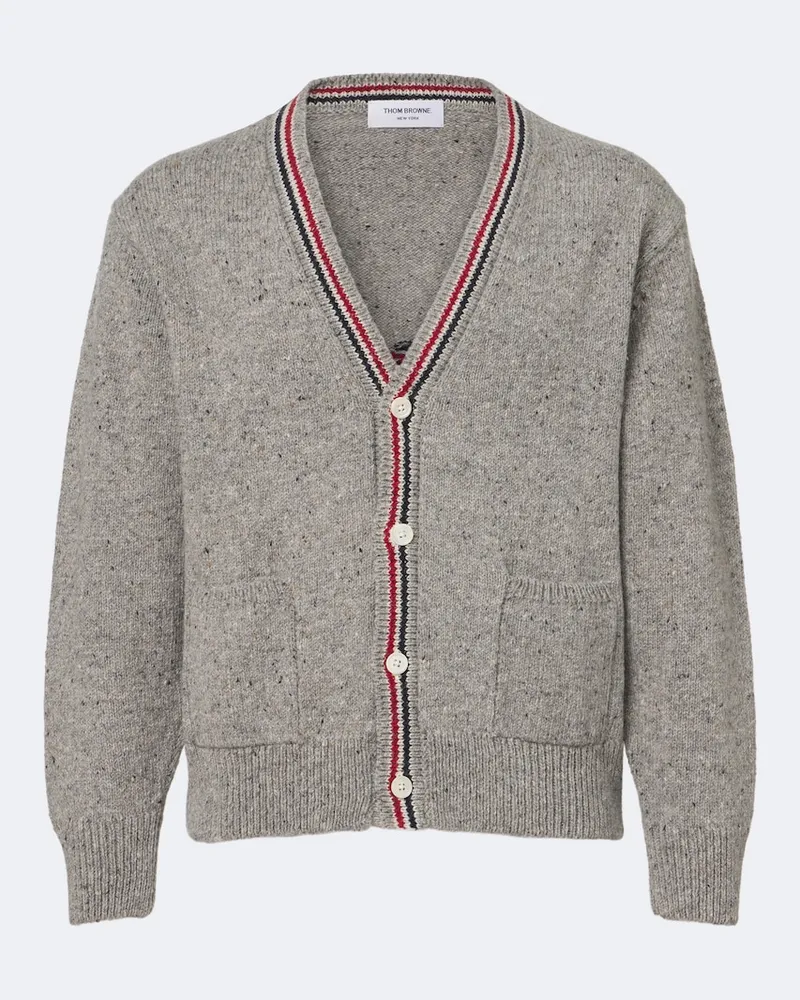 Thom Browne Cardigan Hector in lana e mohair con intarsio Grigio