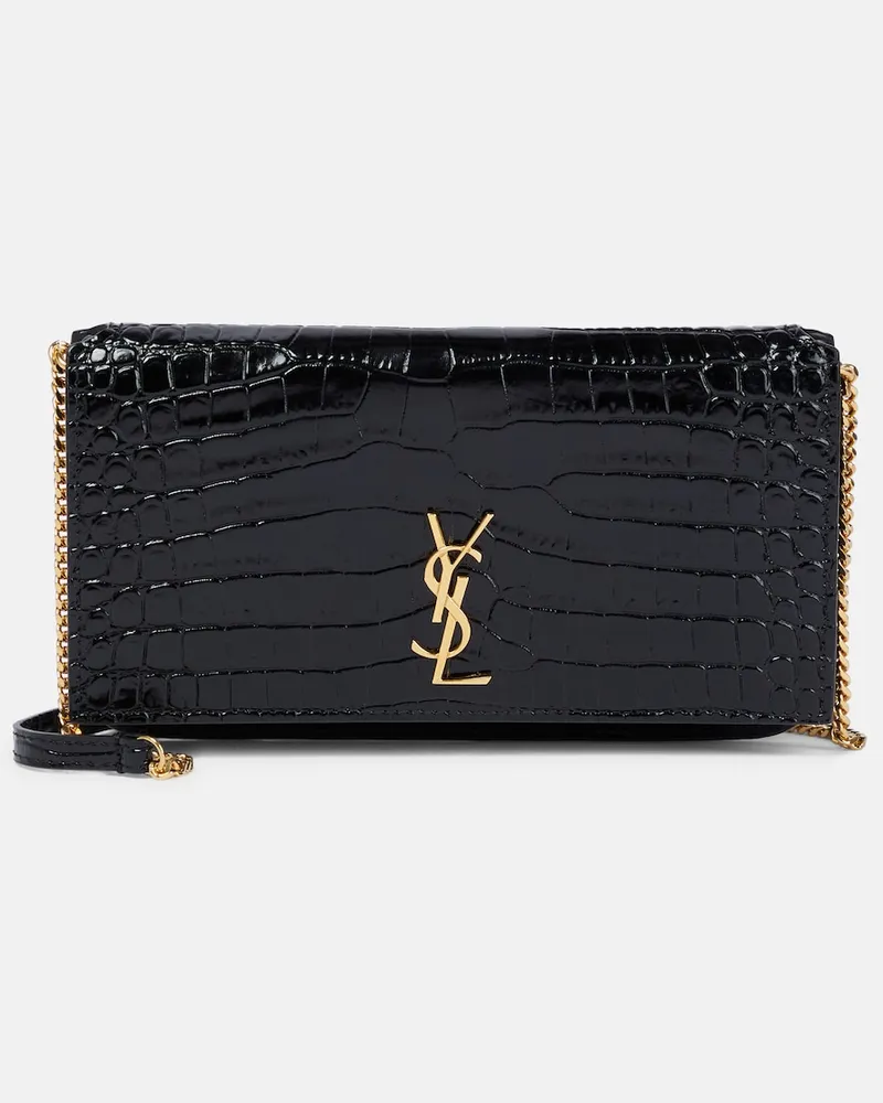 Saint Laurent Borsa porta smartphone in pelle stampata Nero