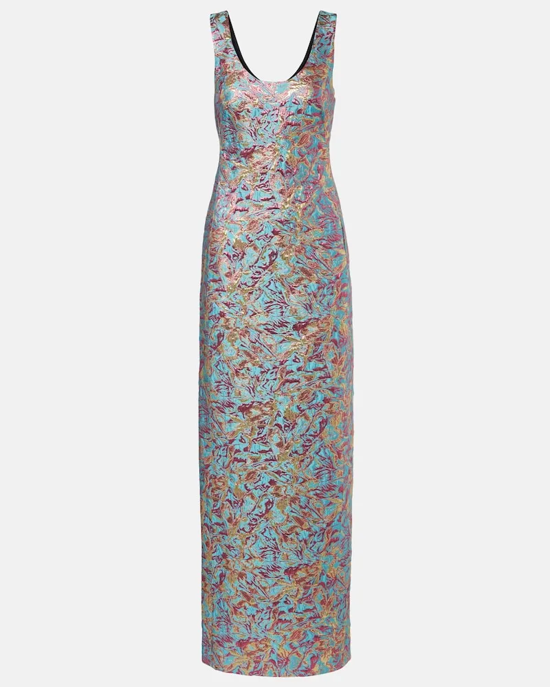 Dries van Noten Abito lungo in broccato Multicolore