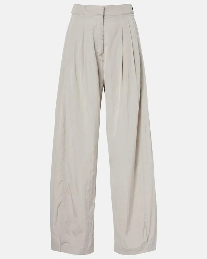 The Row Pantaloni regular in misto seta Grigio