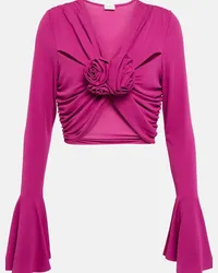 Magda Butrym Top cropped con applicazione floreale Rosa