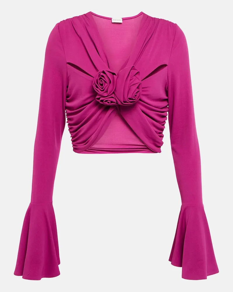 Magda Butrym Top cropped con applicazione floreale Rosa