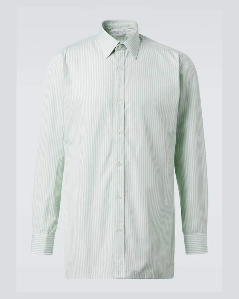 Charvet Camicia in popeline di cotone a righe Verde