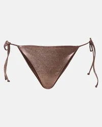 JADE SWIM Slip bikini Ties in lamé Marrone