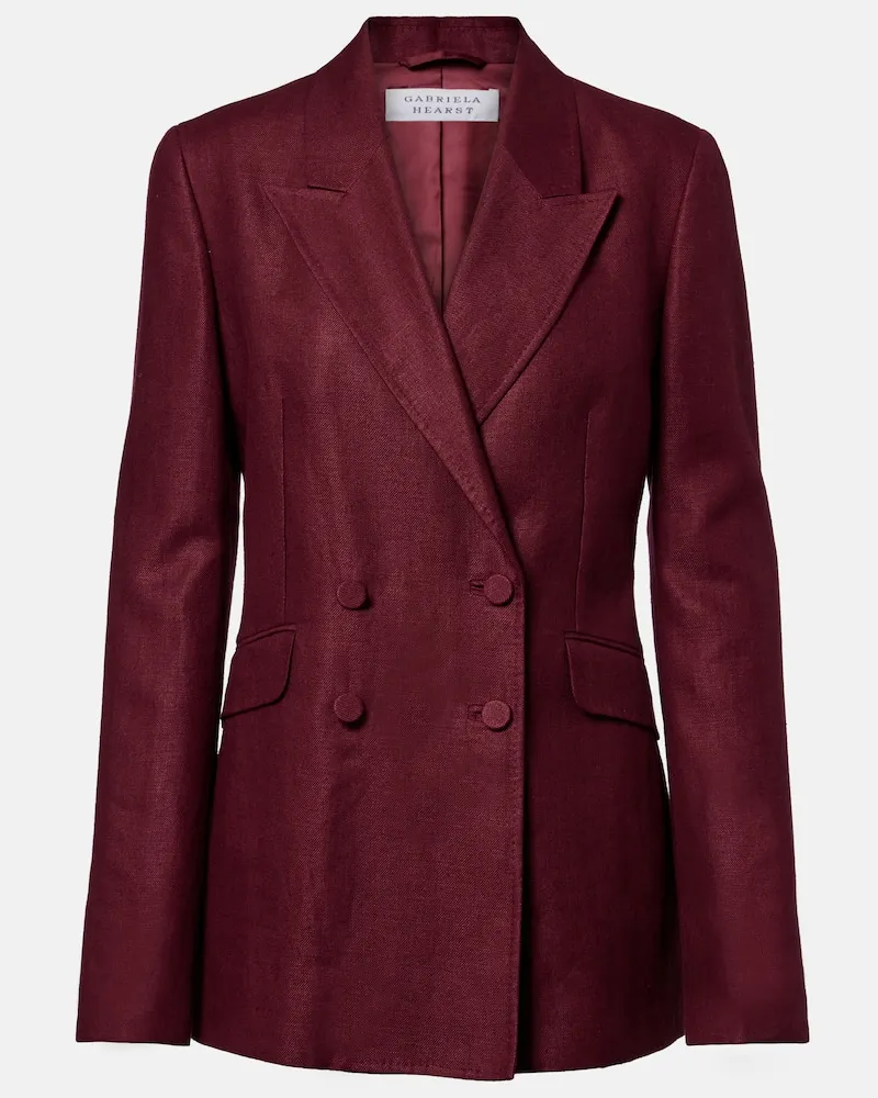 Gabriela Hearst Blazer Angela in twill di lino Borgogna