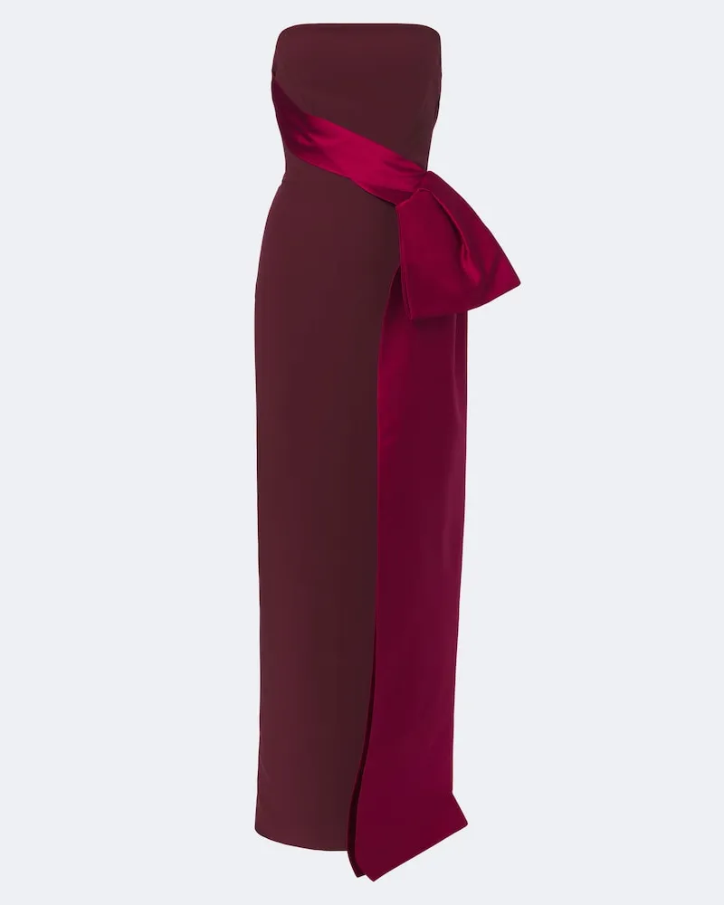 Roland Mouret Abito lungo bustier in crêpe Borgogna