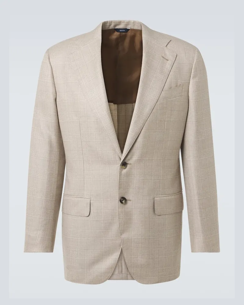 Thom Sweeney Blazer in misto cashmere principe di Galles Beige