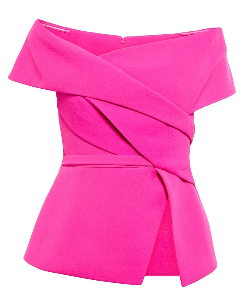 Safiyaa Top Eimear in crÃªpe con scollo bardot Rosa