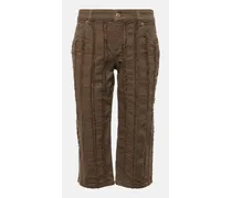 Pantaloni cropped in misto cotone a vita bassa