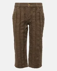 Blumarine Pantaloni cropped in misto cotone a vita bassa Marrone