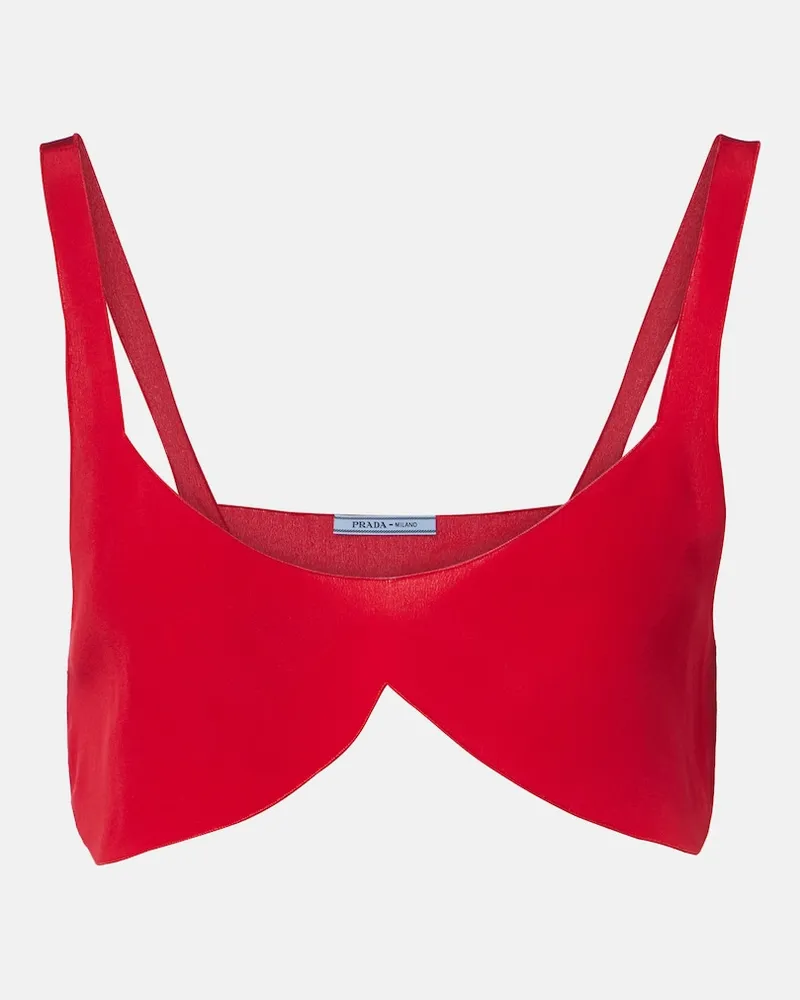 Prada Top cropped in crÃªpe de chine di seta Rosso