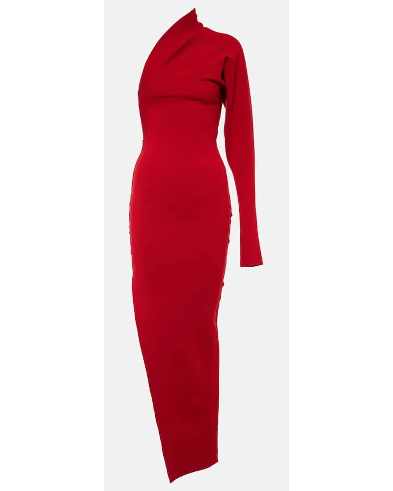 Rick Owens Abito lungo monospalla in jersey Rosso
