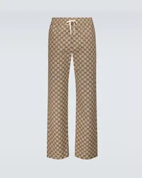 Gucci Pantaloni in misto cotone GG Beige