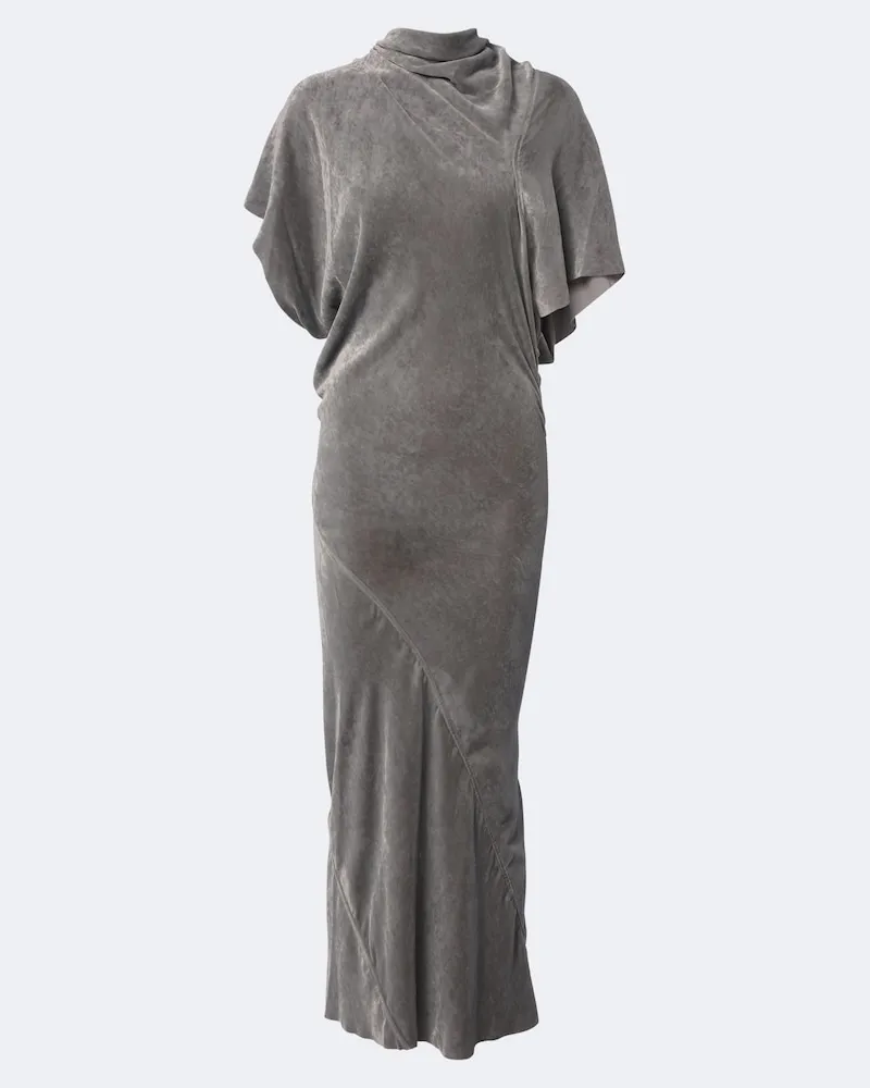 Rick Owens Abito midi Seb in velluto Grigio