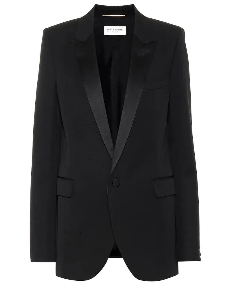 Saint Laurent Blazer in lana grain de poudre Nero