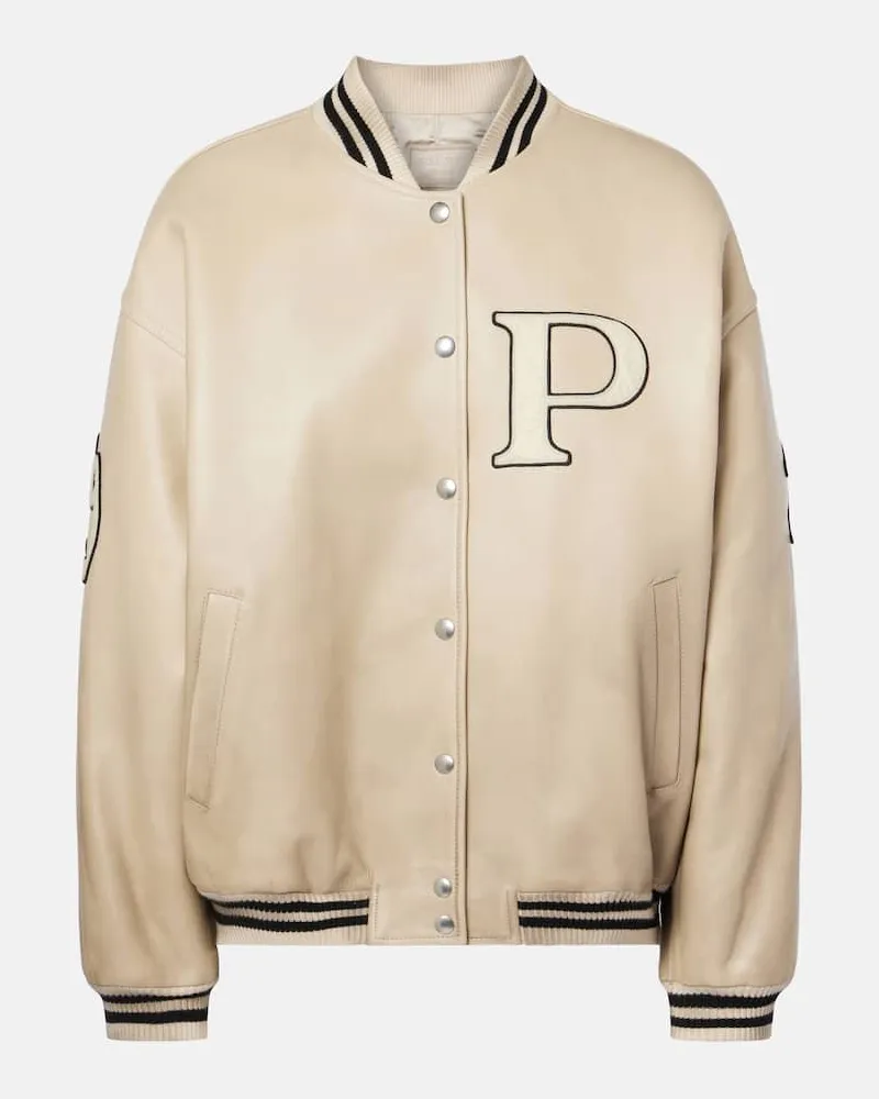 Prada Giacca varsity in pelle Beige