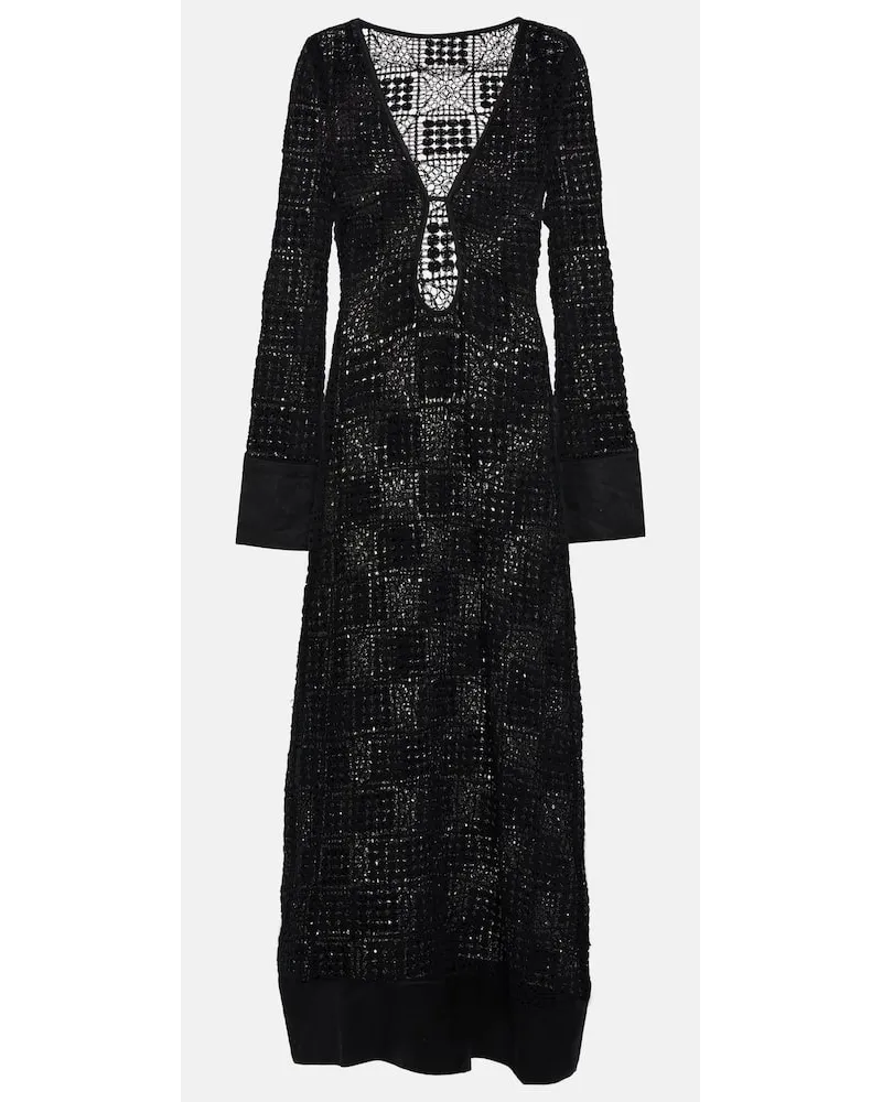 SIR Abito lungo in crochet di cotone Nero