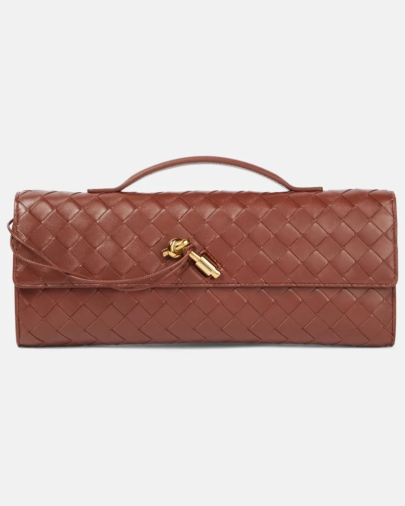 Bottega Veneta Clutch Andiamo Knot in pelle Intrecciato Marrone