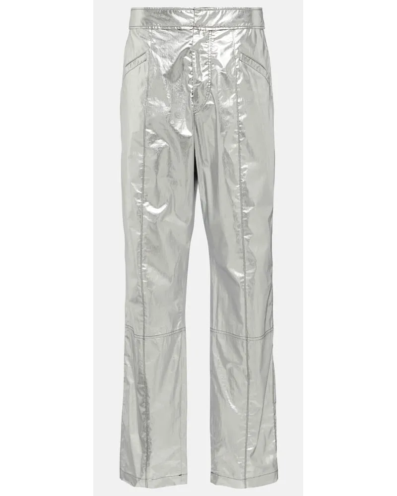 Isabel Marant Pantaloni Anea in cotone a vita alta Argento