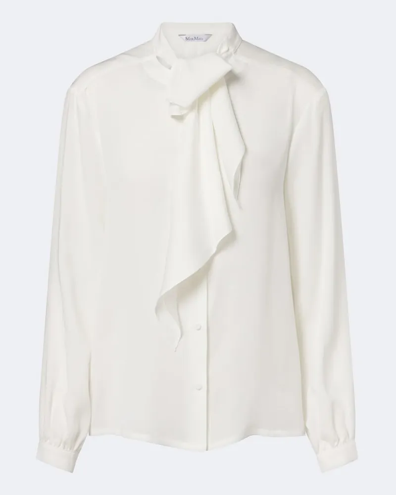 Max Mara Blusa in seta con lavallière Bianco