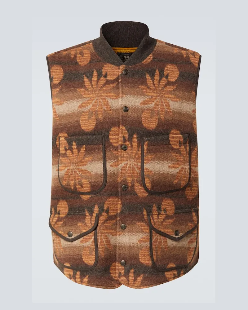RRL Gilet in lana e cashmere con ricamo Marrone