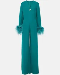 Valentino Garavani Jumpsuit in Cady Couture con piume Blu