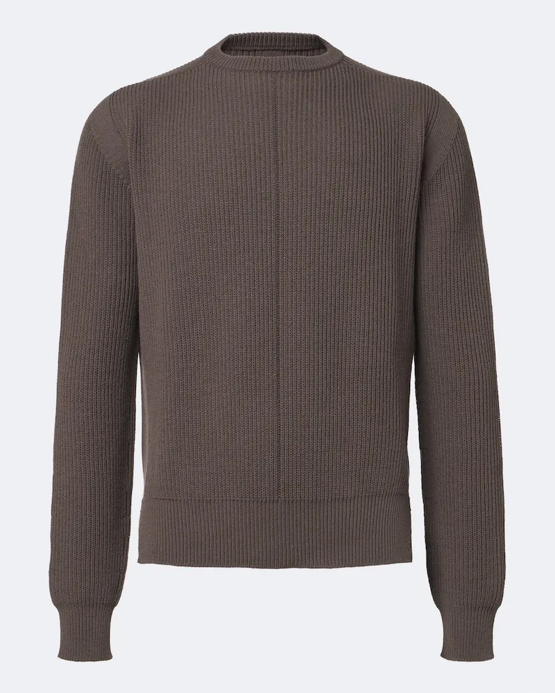 Rick Owens Pullover in lana vergine in maglia a coste Grigio