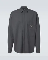 Valentino Garavani Camicia VMetallic in lana Grigio