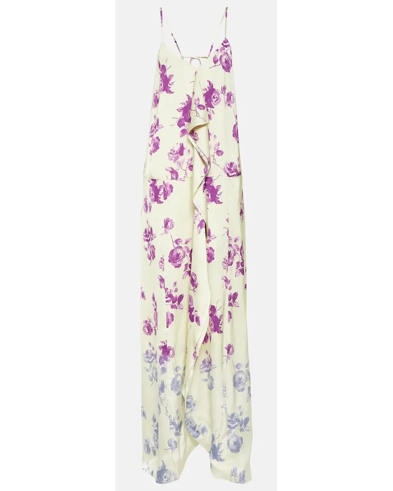 Jil Sander Abito lungo con stampa e volant Multicolore