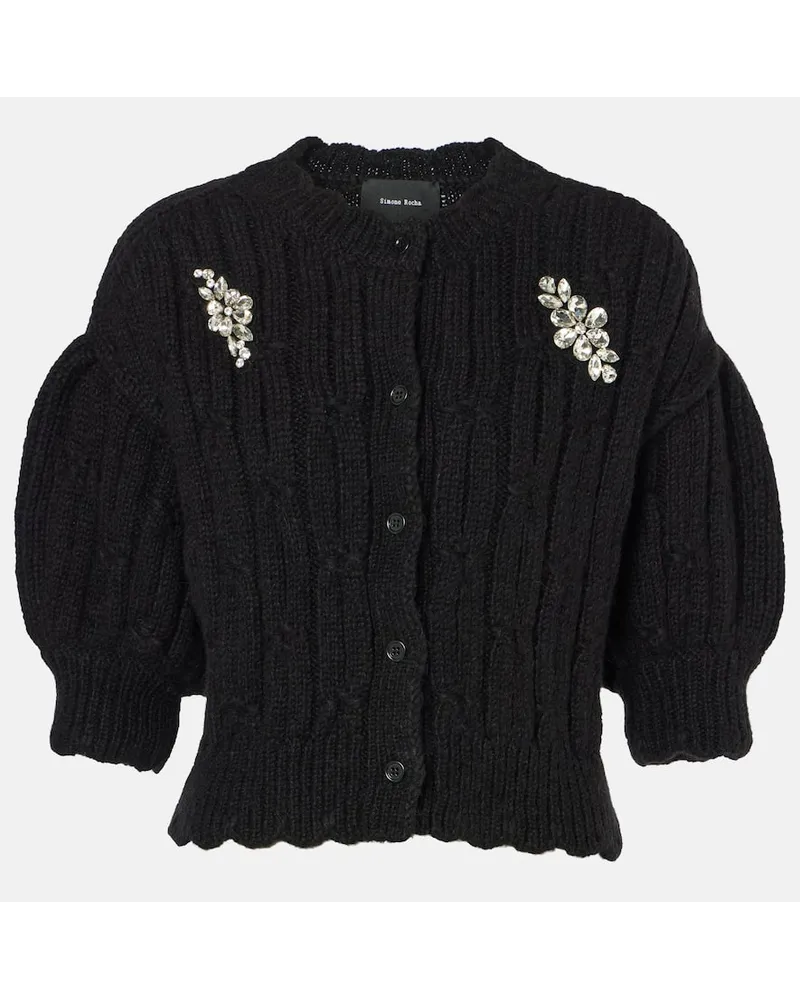 Simone Rocha Cardigan in misto lana a trecce Nero