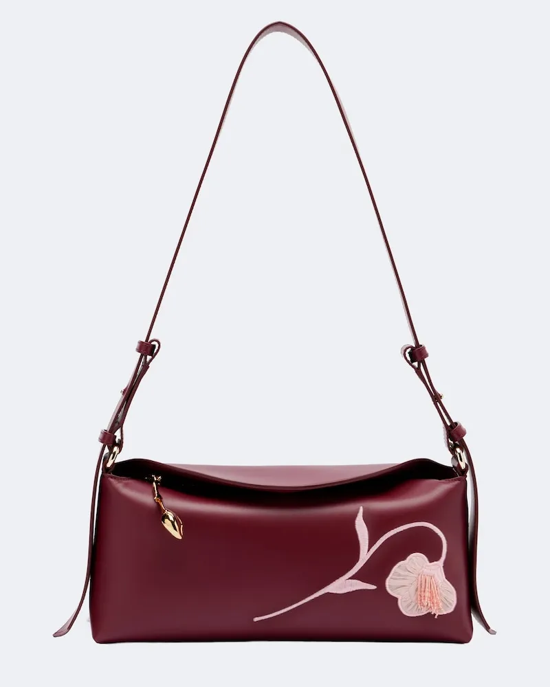 Erdem Borsa a spalla Bloom East West Medium in pelle Borgogna