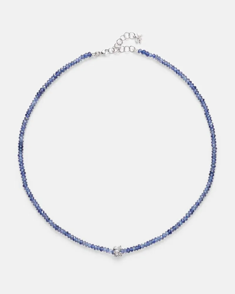 Suzanne Kalan Collana in oro bianco 18kt con perline, zaffiri e diamanti Blu