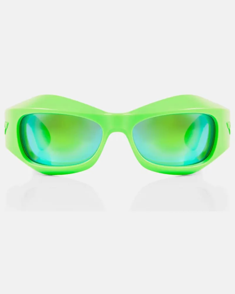 Bottega Veneta Occhiali da sole ovali a specchio Verde