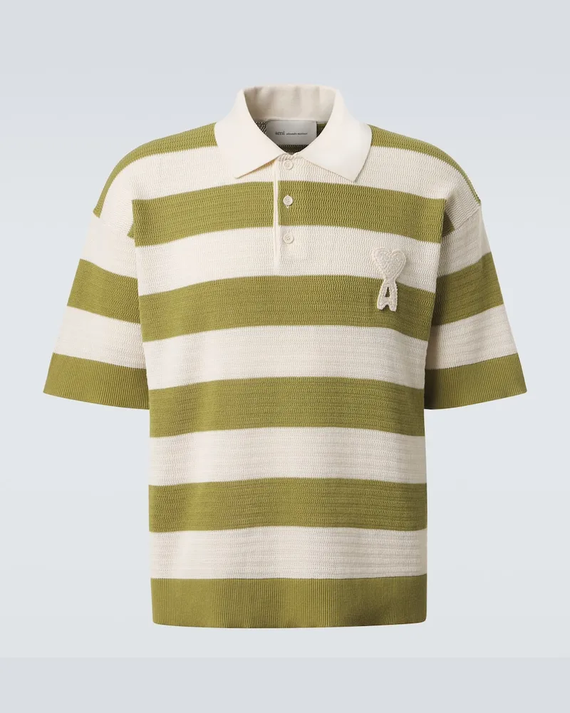 AMI Paris Polo Ami de CÅur a righe in cotone Bianco