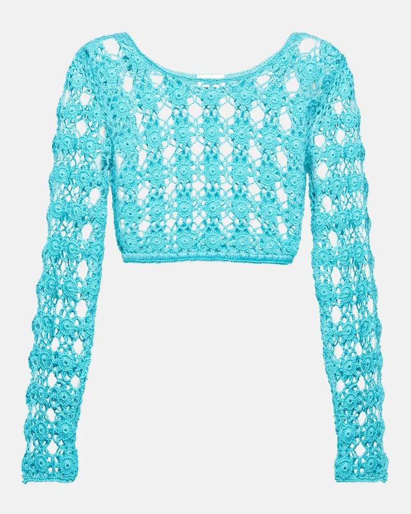 Anna Kosturova Top cropped Bella in crochet di cotone Verde