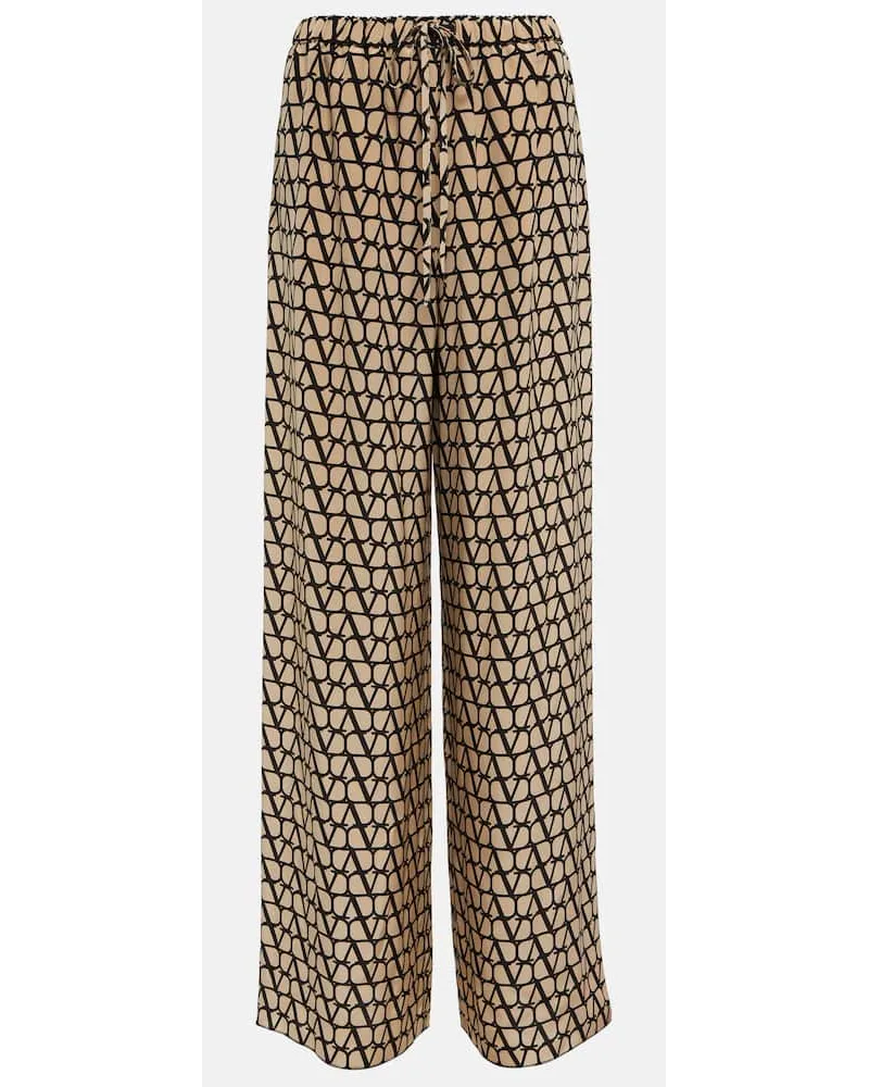 Valentino Garavani Pantaloni Toile Iconographe in seta Beige