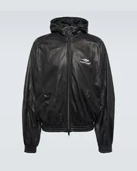 Balenciaga Giacca 3B Sports Icon in pelle Nero