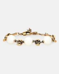 Alexander McQueen Bracciale a catena con perle Oro