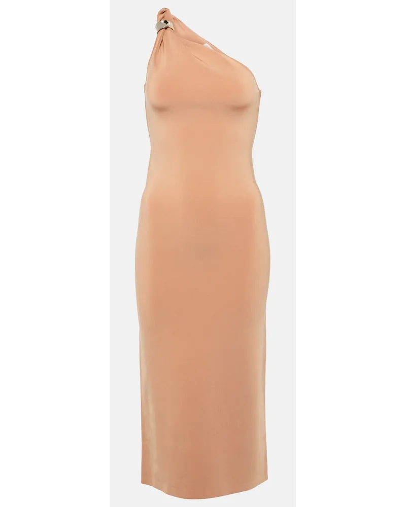 GALVAN Abito midi monospalla Beige
