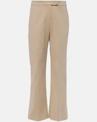 Max Mara Pantaloni flared Conico in misto cotone Beige