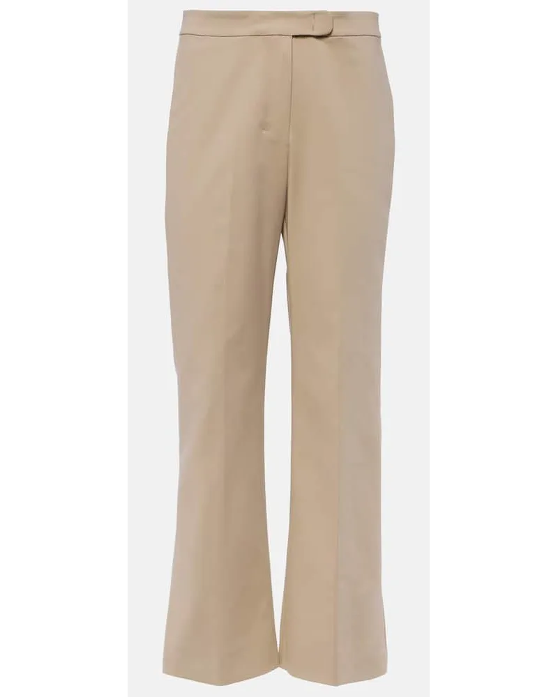 Max Mara Pantaloni flared Conico in misto cotone Beige