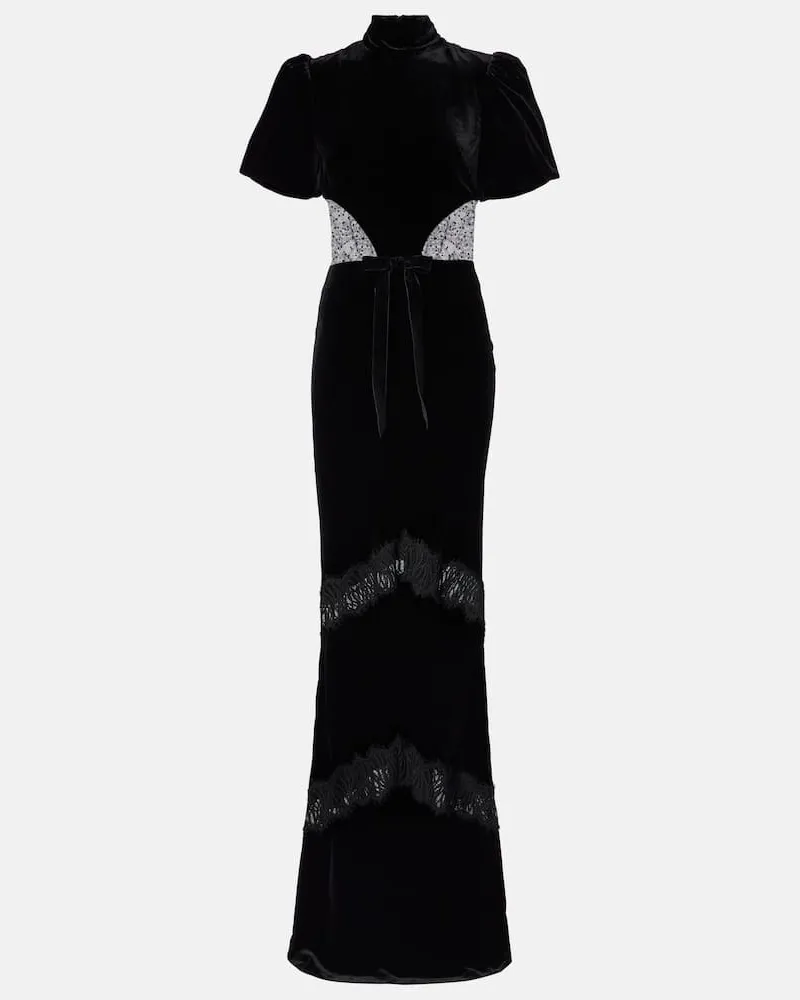 Rebecca Vallance Abito lungo Ethel con tulle Nero