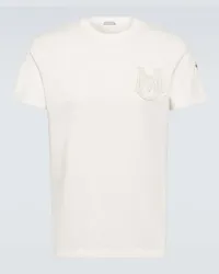 Moncler T-shirt in jersey di cotone con logo Bianco