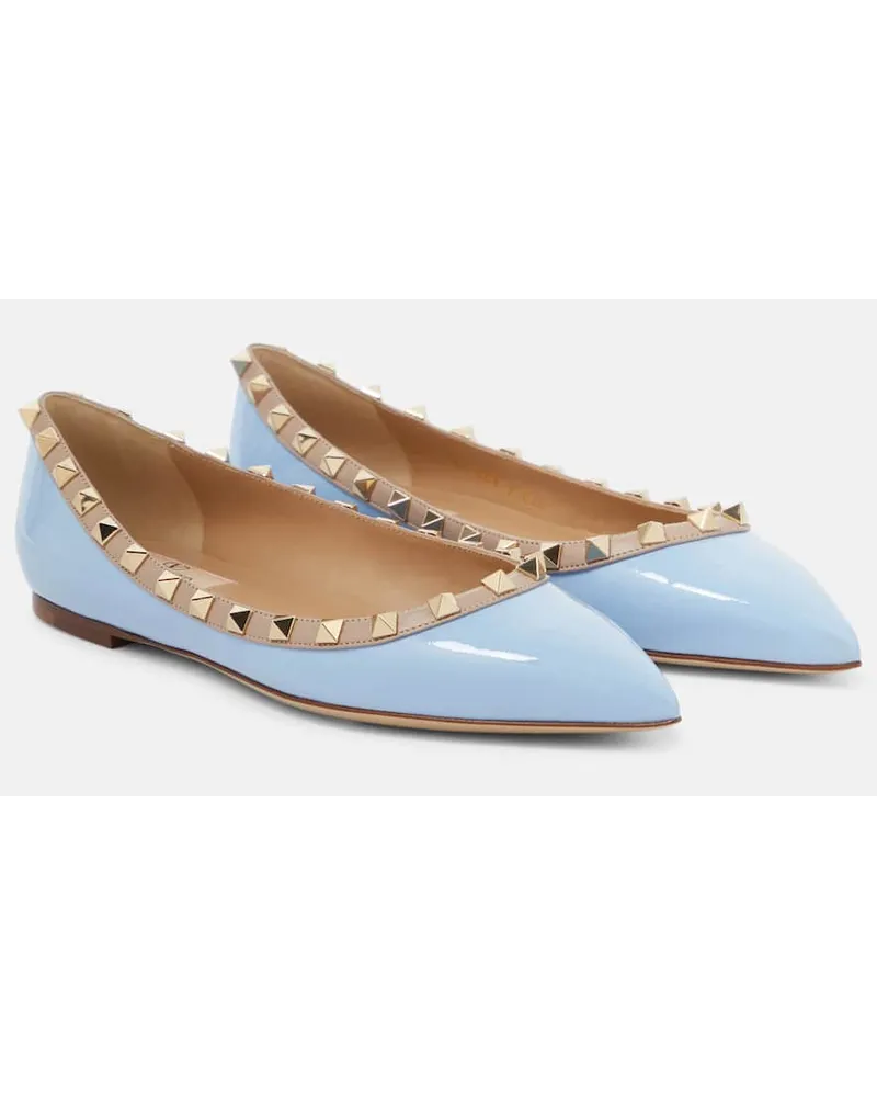 Valentino Garavani Ballerine Rockstud in vernice Blu
