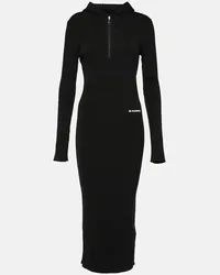 Jil Sander Abito midi in misto lana Nero