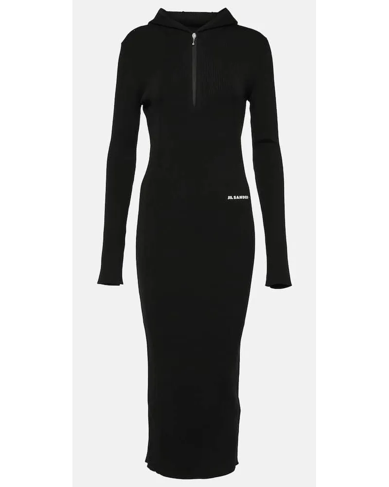 Jil Sander Abito midi in misto lana Nero