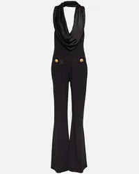 Balmain Jumpsuit flared con scollo all'americana Nero