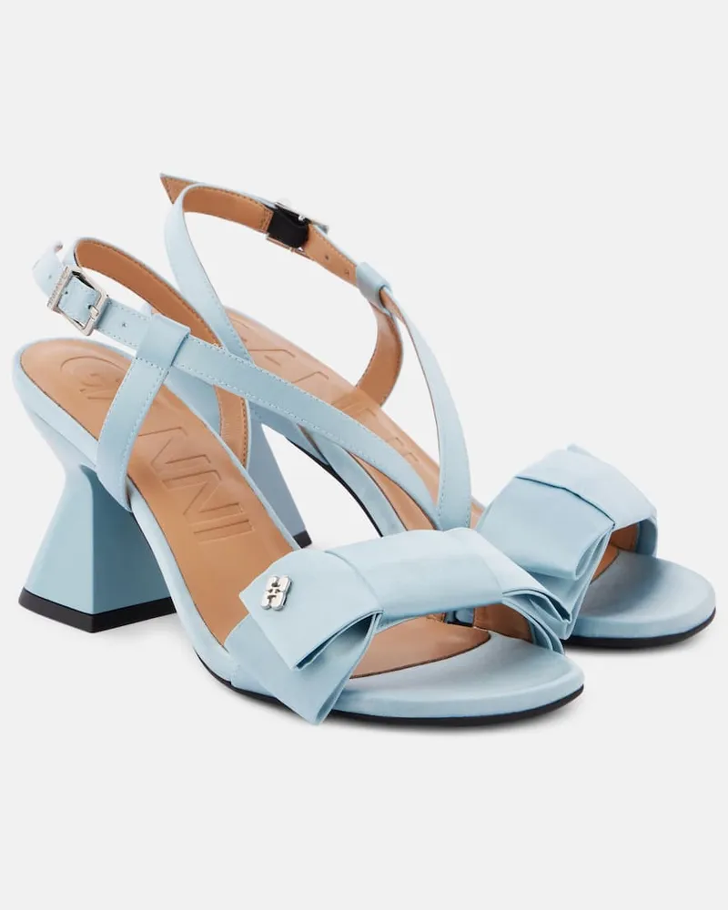 Ganni Sandali Big Bow in raso Blu