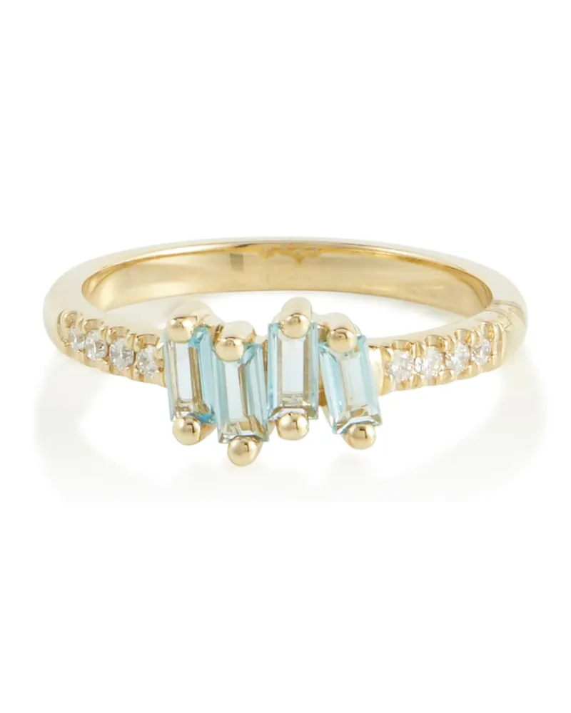 Suzanne Kalan Anello in oro 14Â kt con diamanti e topazi Blu